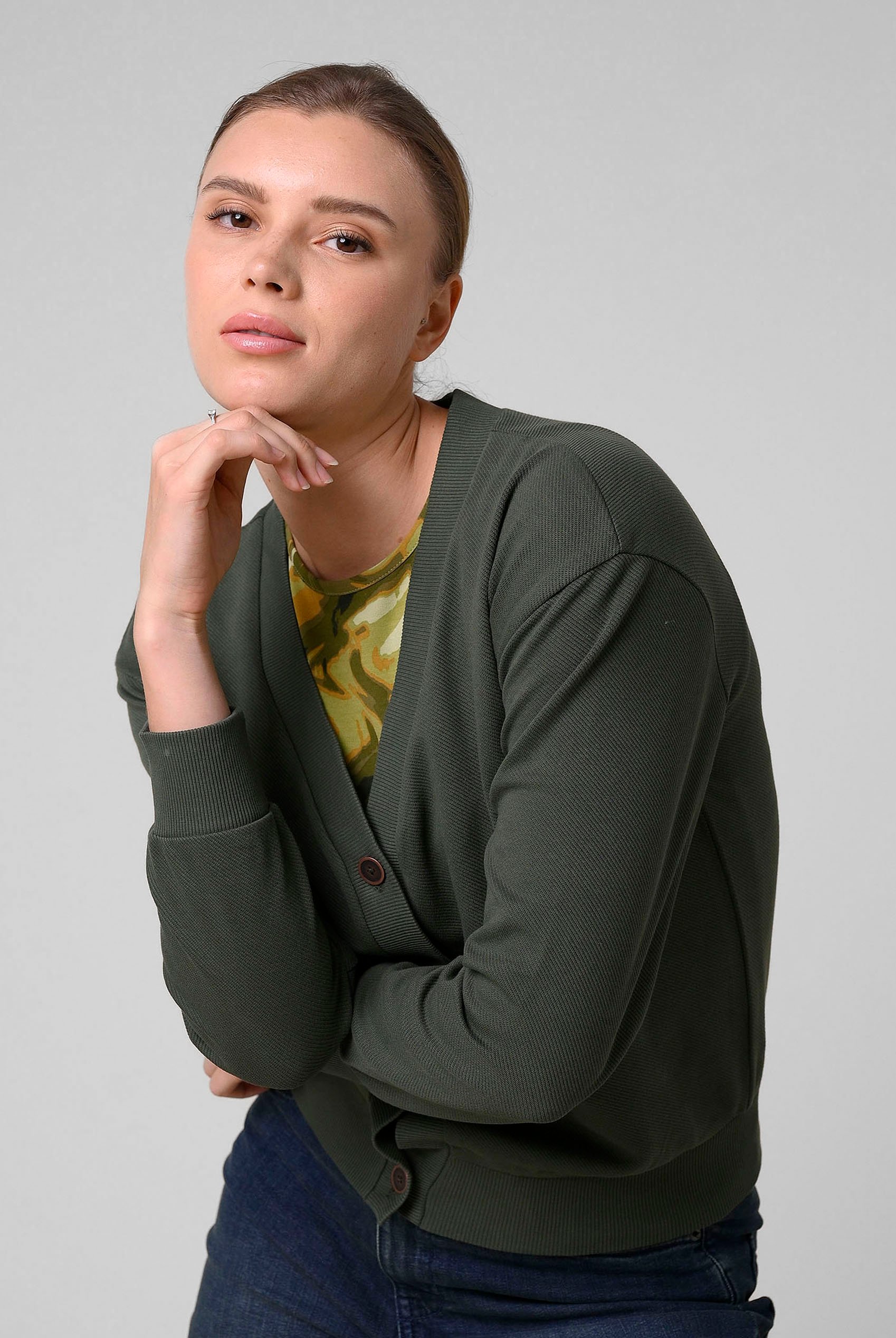 Knitted Cardigan With Front Buttons Details