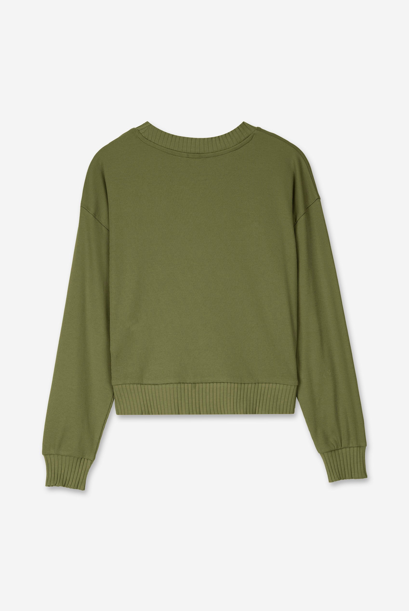 Button Shoulder Crewneck Sweatshirt