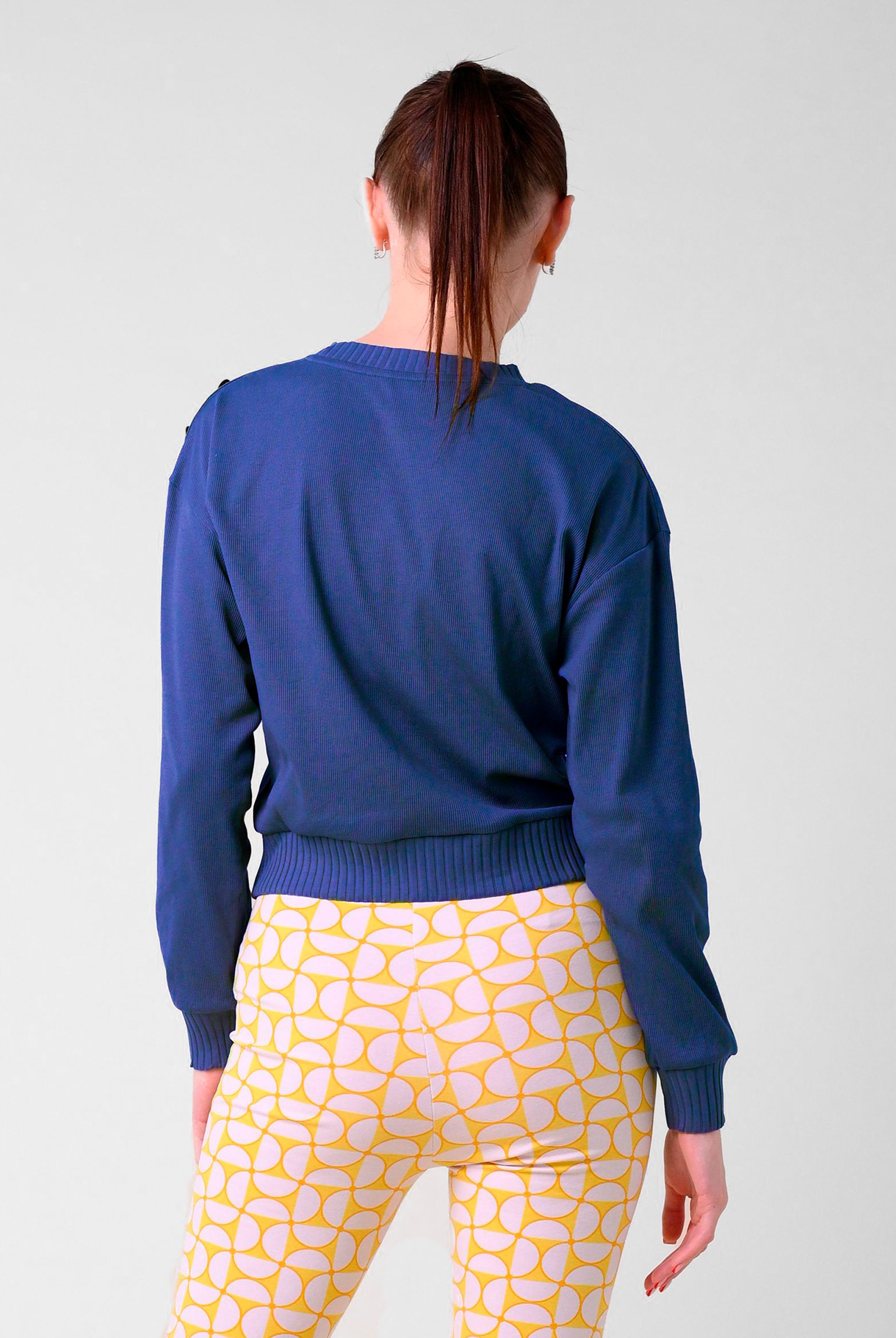 Button Shoulder Crewneck Sweatshirt