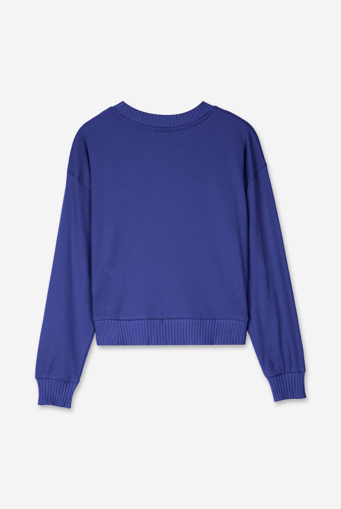 Button Shoulder Crewneck Sweatshirt