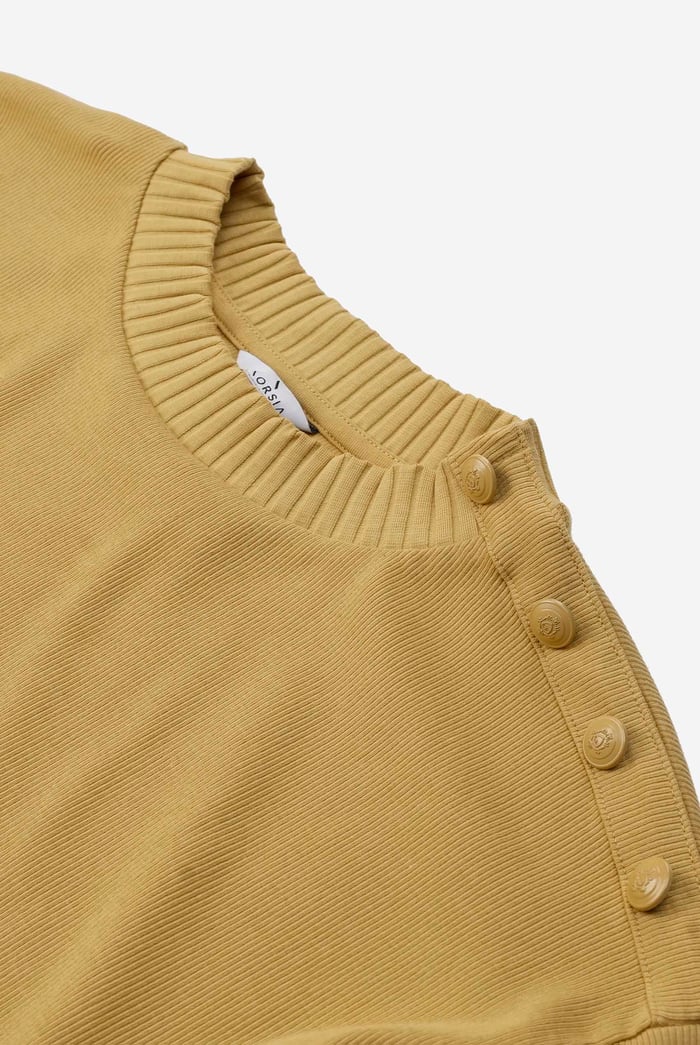 Button Shoulder Crewneck Sweatshirt