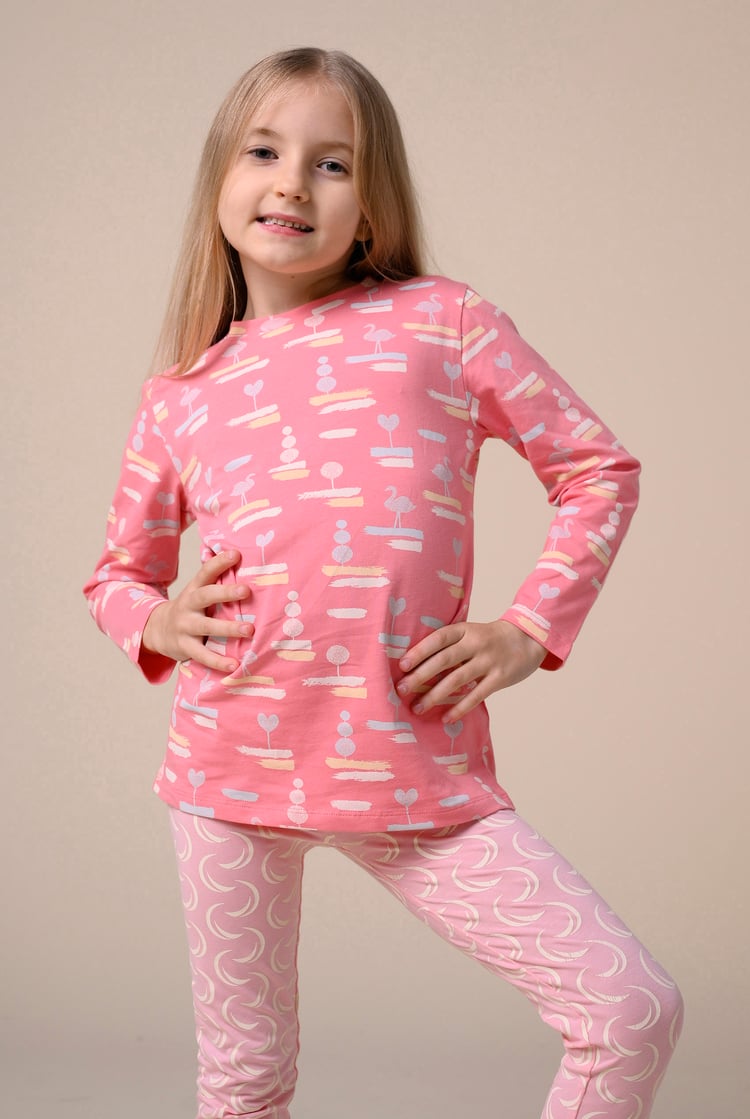 Flemingo Print Long Sleeve T-Shirt (2yrs-9yrs)