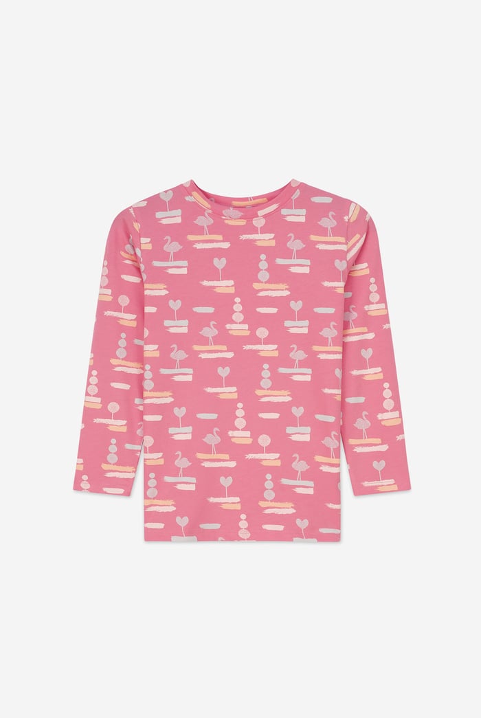 Flemingo Print Long Sleeve T-Shirt (2yrs-9yrs)