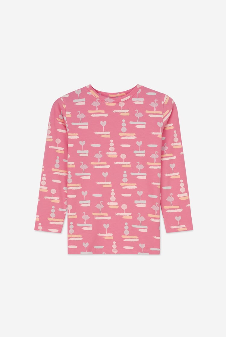 Flemingo Print Long Sleeve T-Shirt (2yrs-9yrs)
