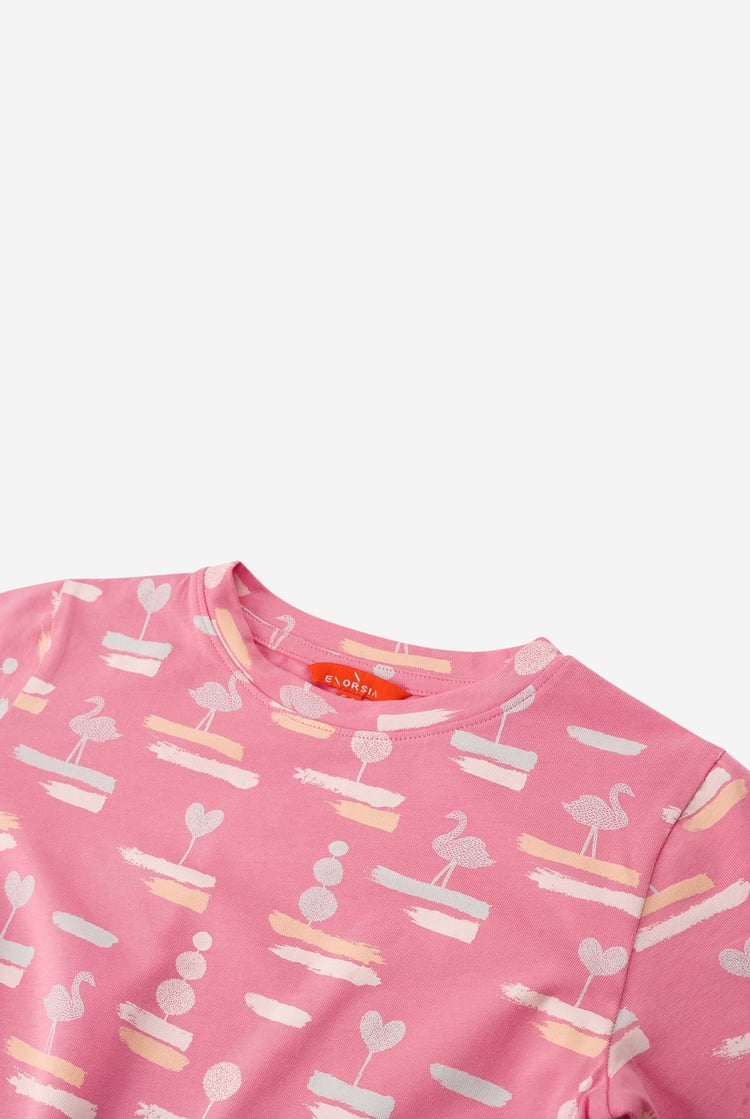 Flemingo Print Long Sleeve T-Shirt (2yrs-9yrs)