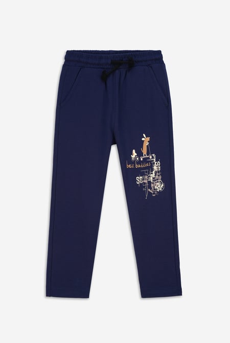 Boys Navy Best Buddies Printed Trouser ( 2yrs-9yrs)