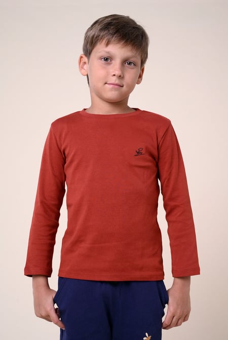 Boys Blue Long Sleeve Plain T-Shirt ( 6yrs-11yrs)