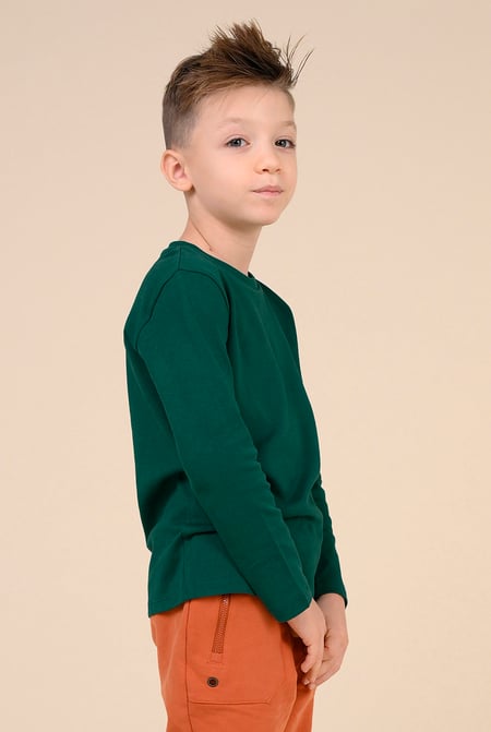 Boys Green Long Sleeve Plain T-Shirt ( 6yrs-11yrs)