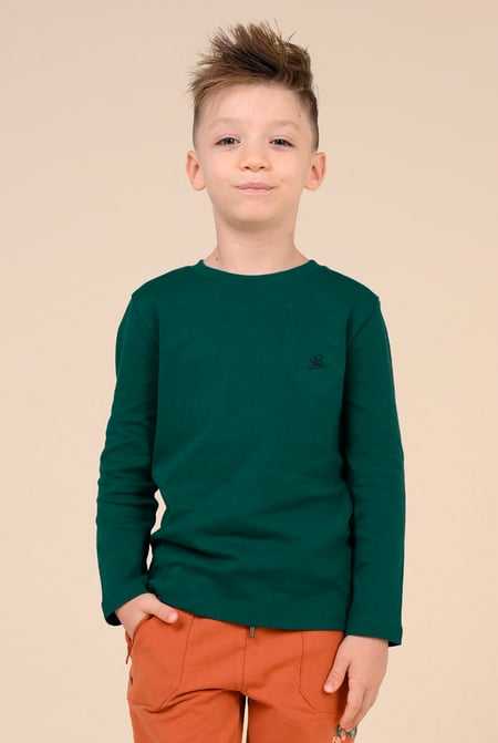 Boys Green Long Sleeve Plain T-Shirt ( 6yrs-11yrs)