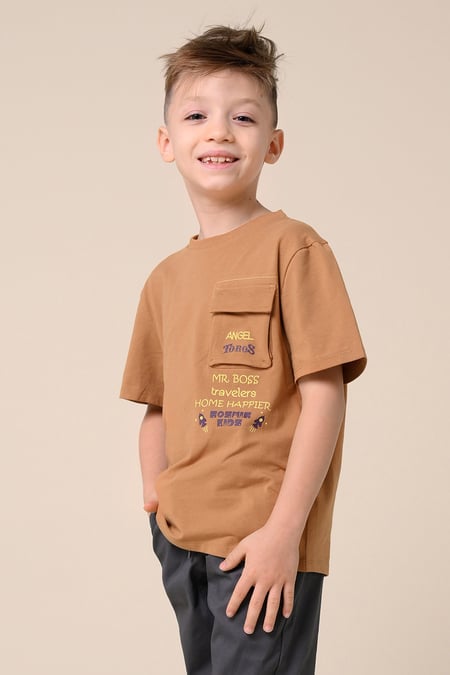 Boys Tan Utility Pocket Detailed  T-Shirt ( 6yrs-11yrs)