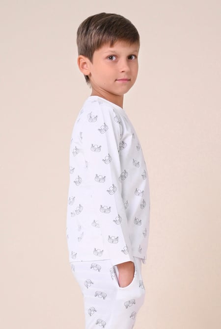 Boys White Crown Printed T-shirt ( 12/18mths-7yrs)
