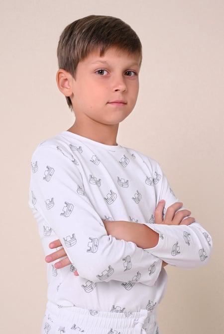 Boys White Crown Printed T-shirt ( 12/18mths-7yrs)