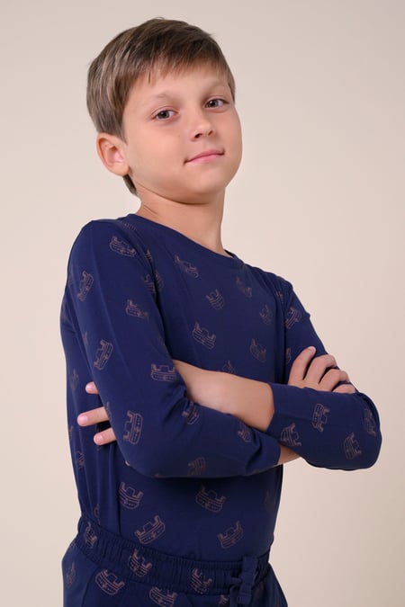 Boys Navy Crown Printed T-shirt ( 12/18mths-7yrs)