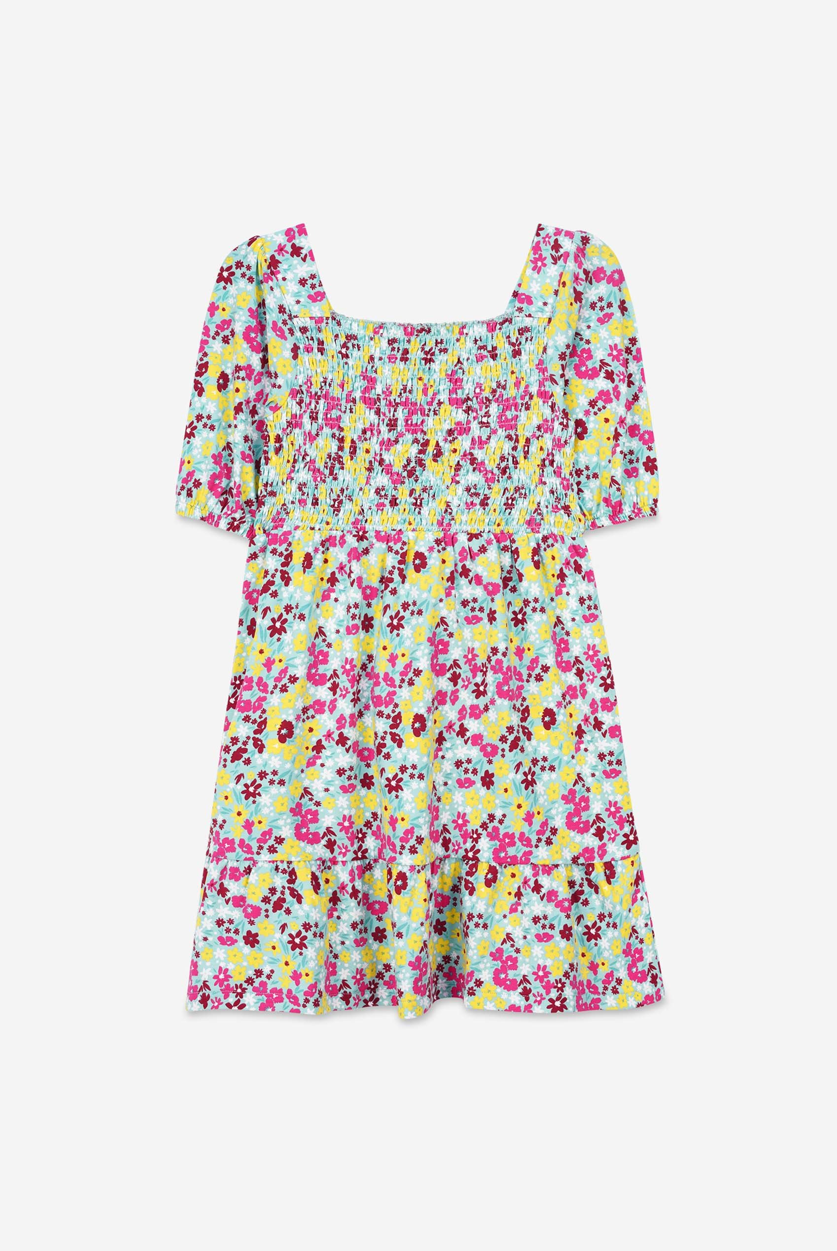 Girls Printed Smoky Tiered Dress ( 5yrs-11yrs)