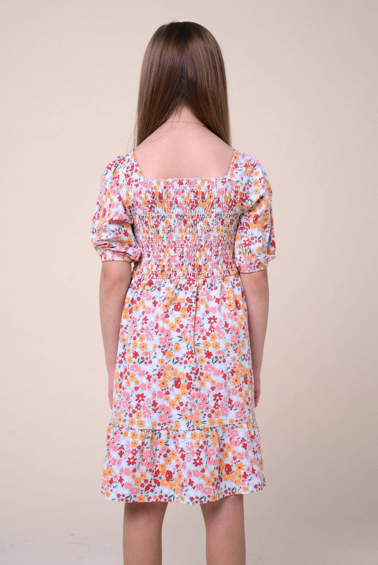 Girls Printed Smoky Tiered Dress ( 5yrs-11yrs)