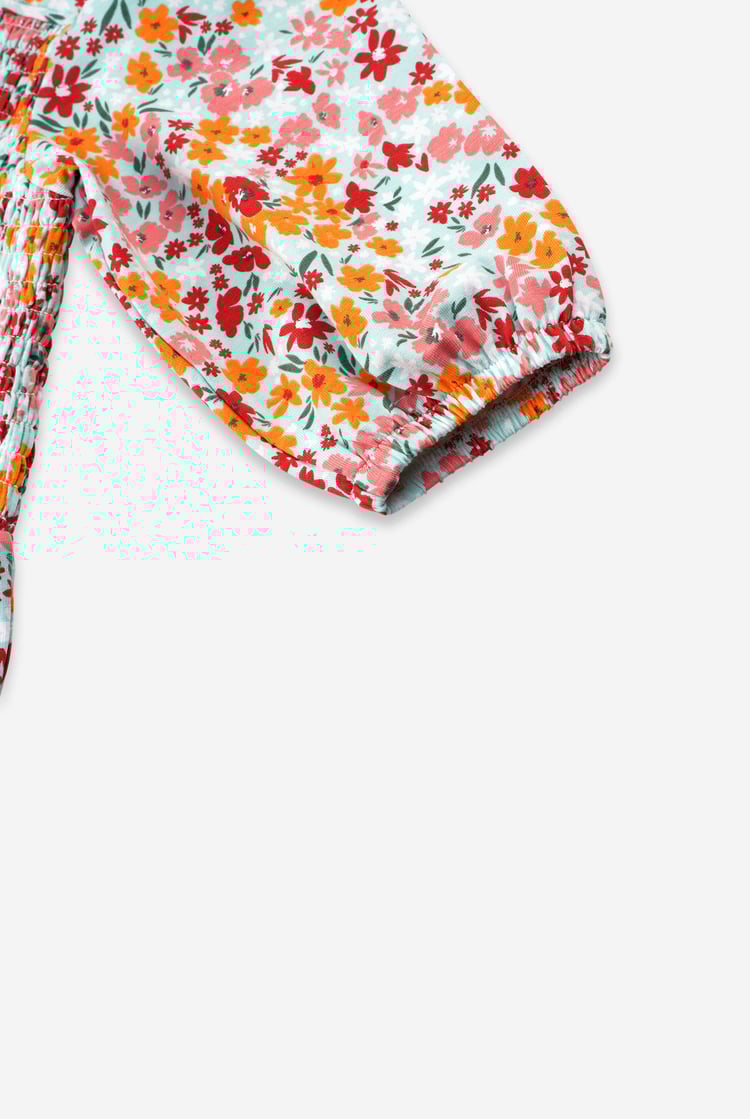 Girls Printed Smoky Tiered Dress ( 5yrs-11yrs)