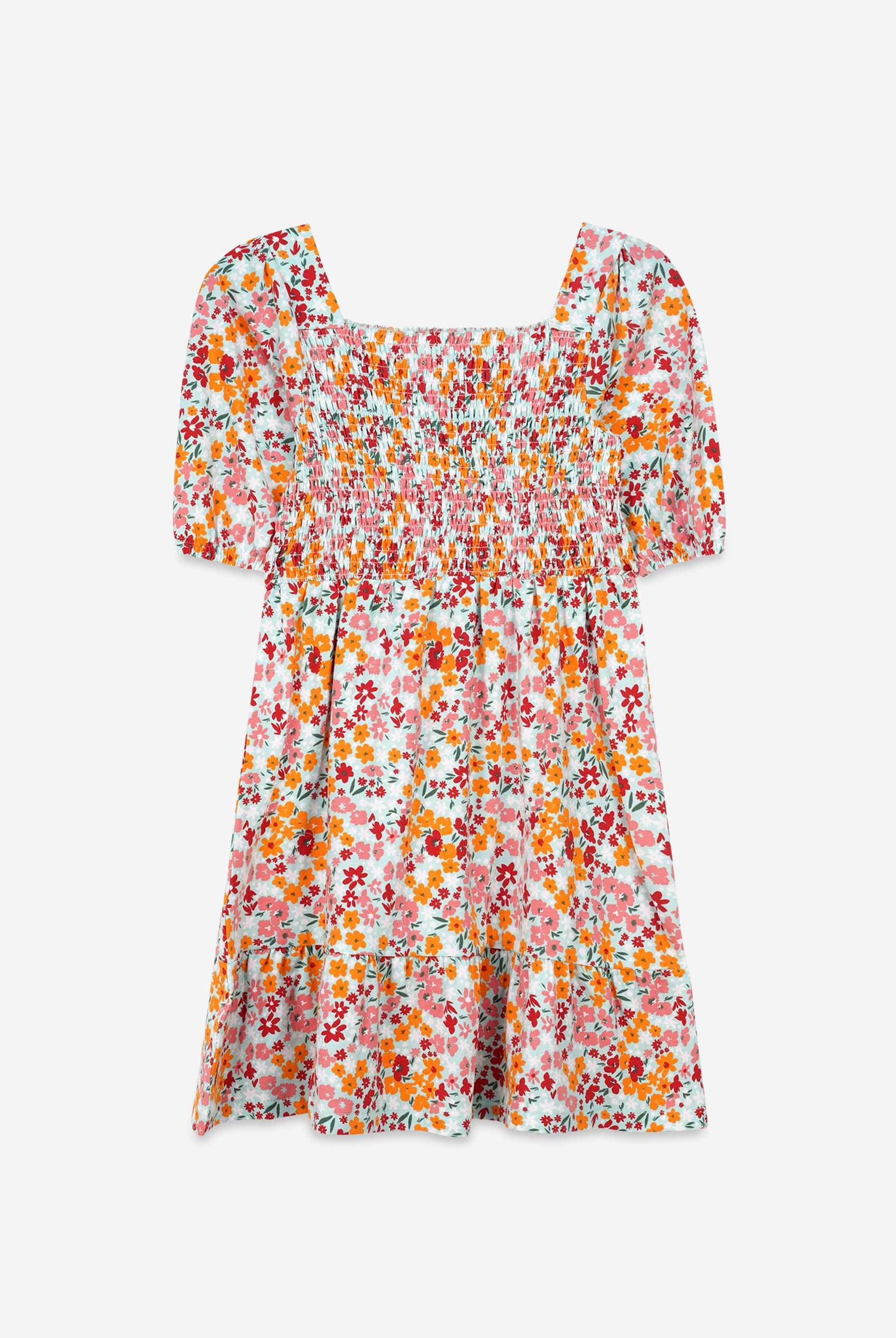 Girls Printed Smoky Tiered Dress ( 5yrs-11yrs)