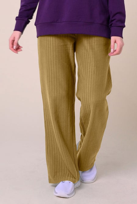 Womens Green Herringbone Wide Leg Trouser