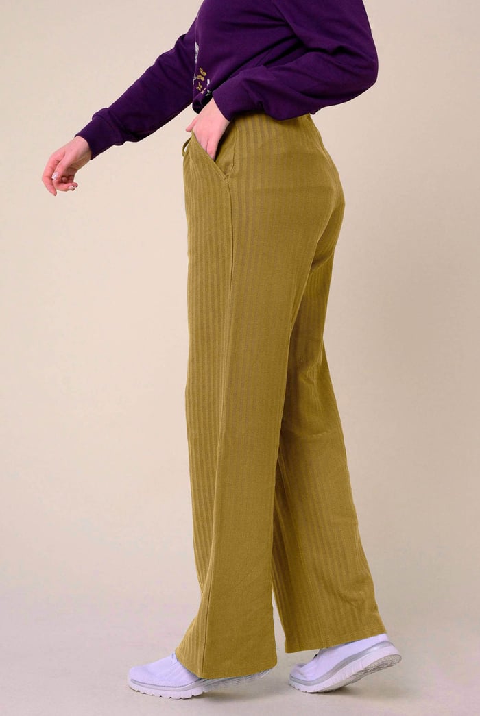 Womens Herringbone Wide Leg Trouser