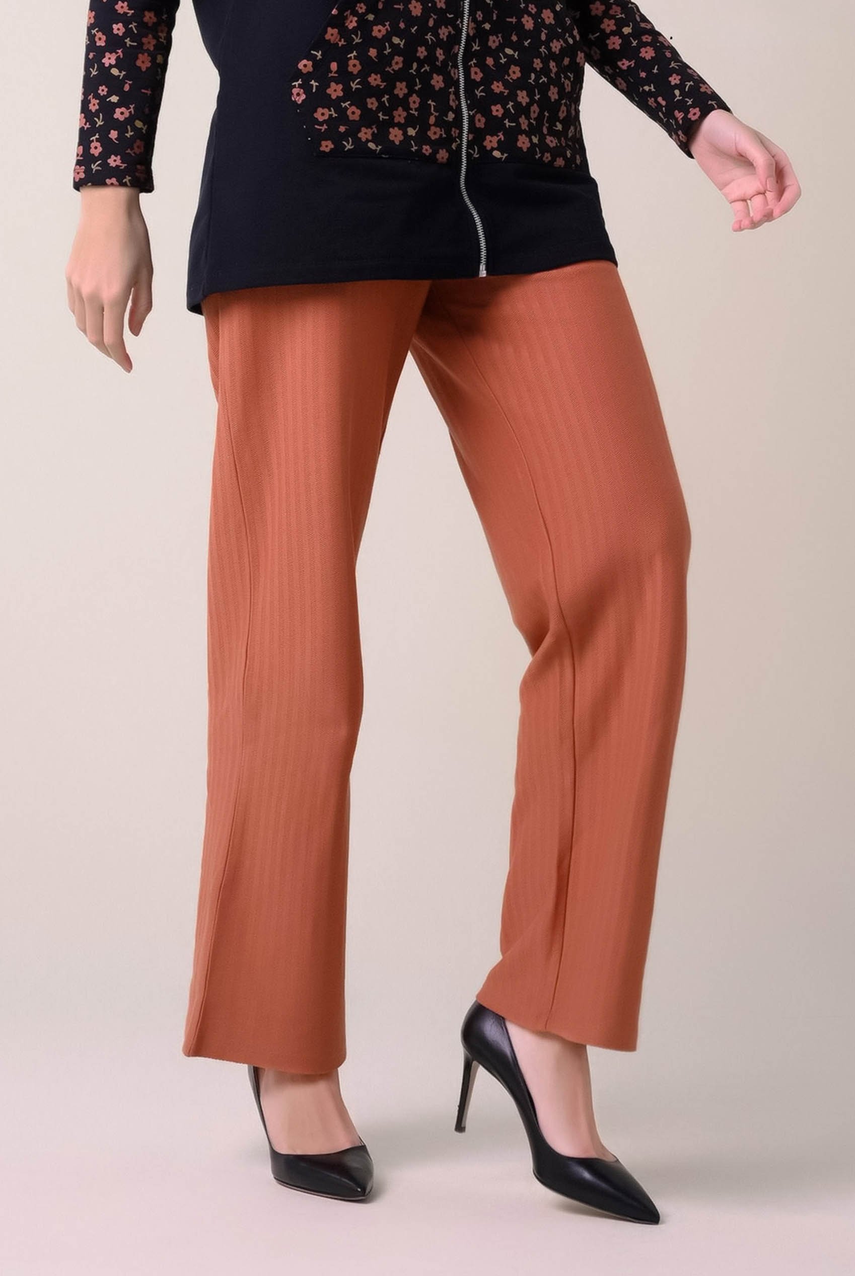 Womens Herringbone Wide Leg Trouser