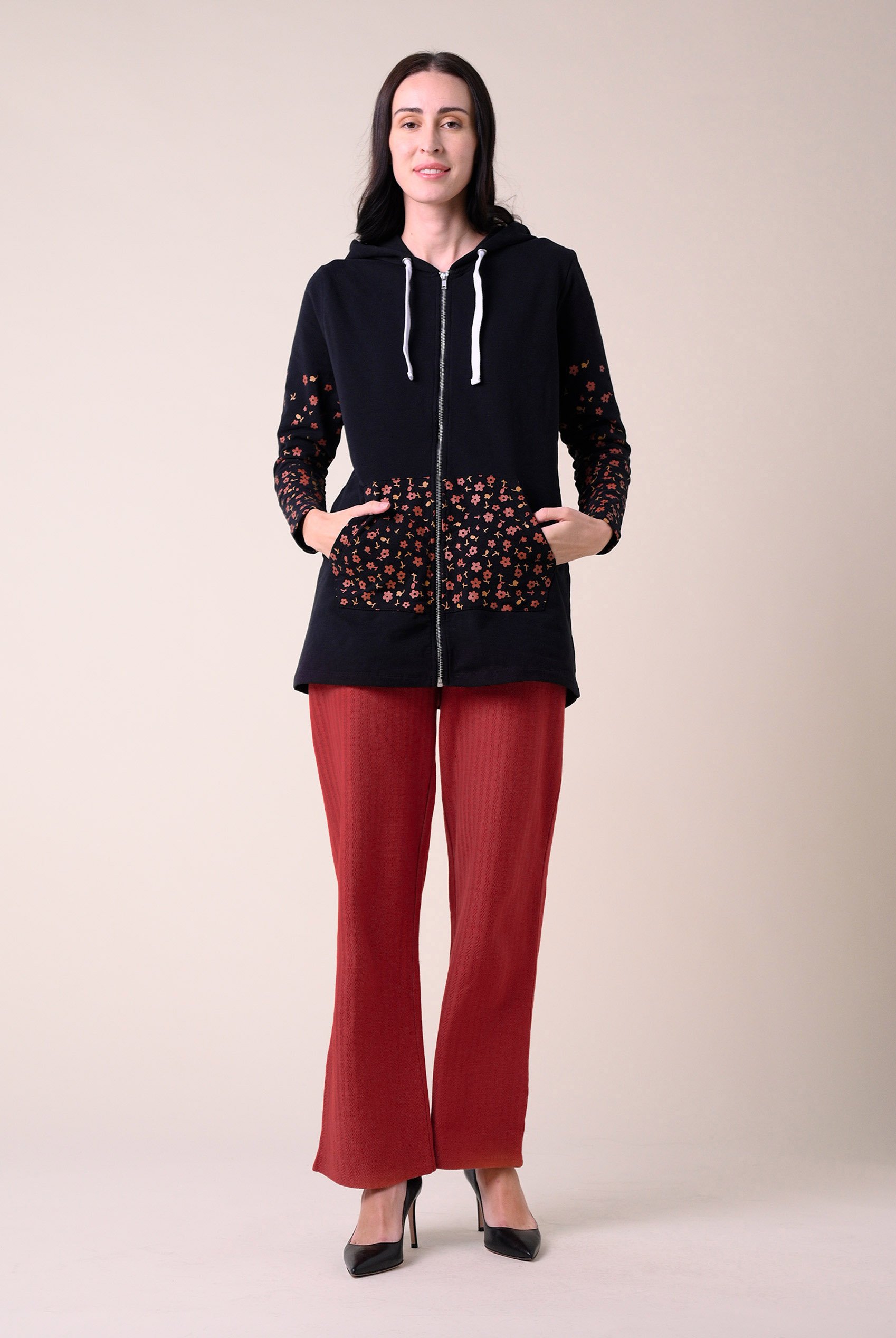 Womens Herringbone Wide Leg Trouser