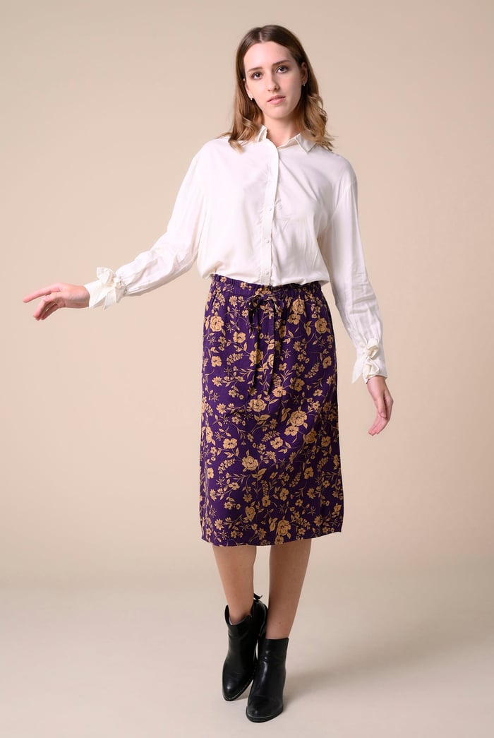 Womens Floral Print Midi Skirt
