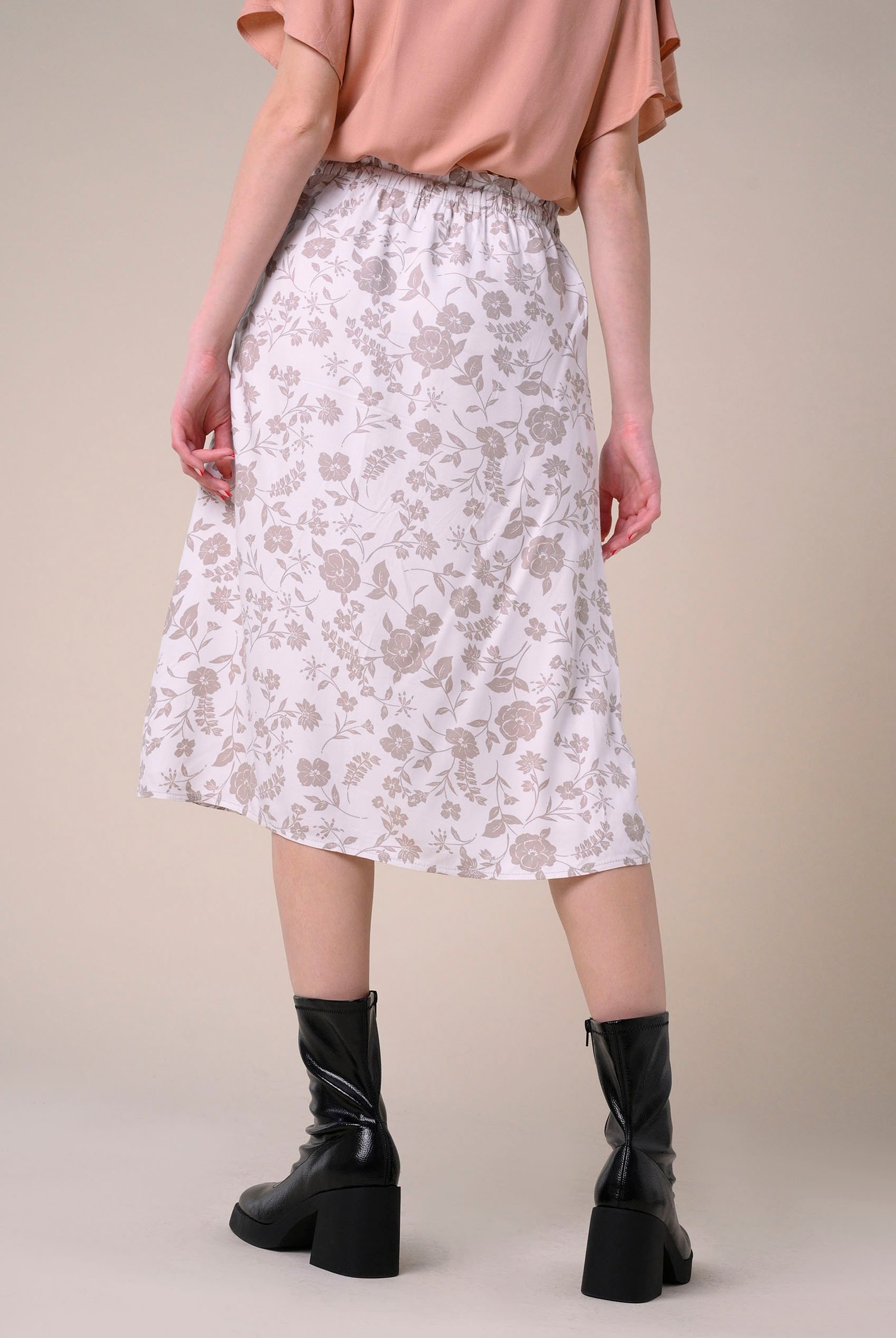 Womens Floral Print Midi Skirt