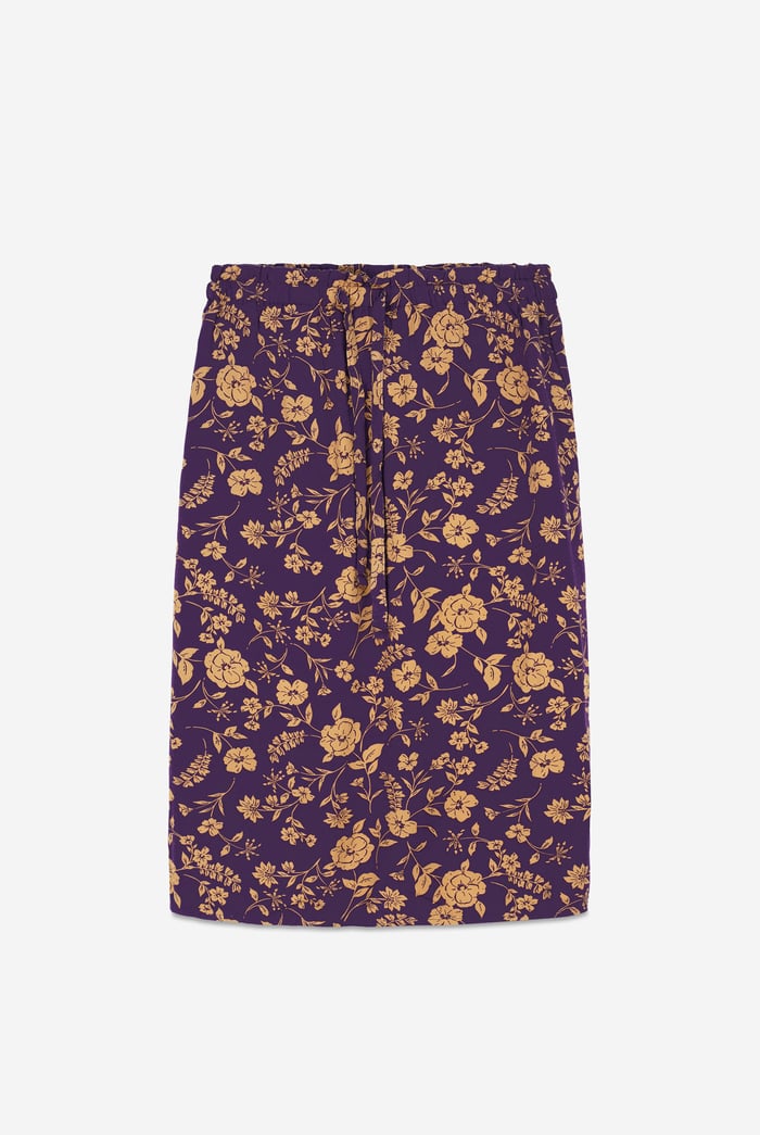 Womens Floral Print Midi Skirt