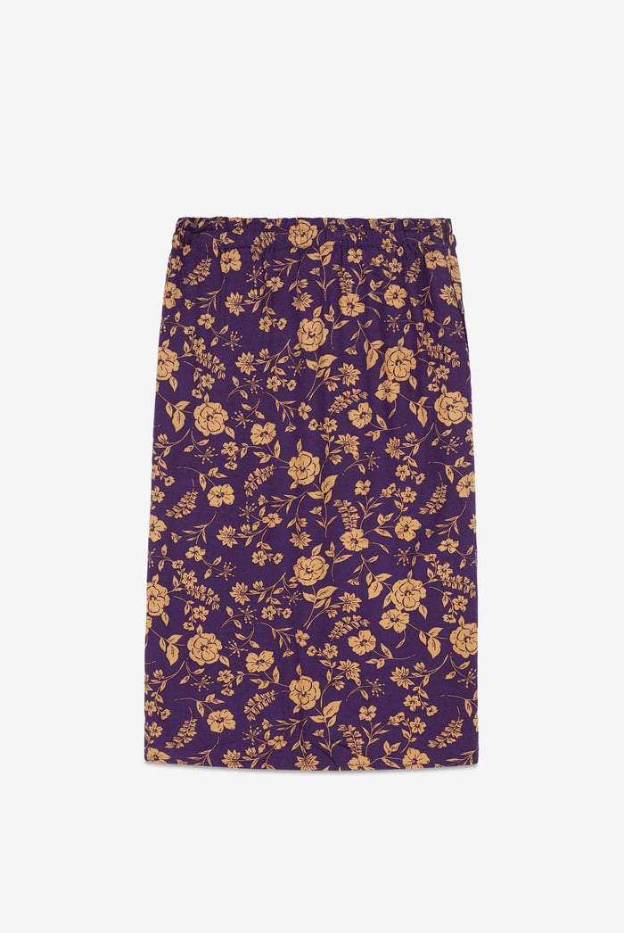 Womens Floral Print Midi Skirt