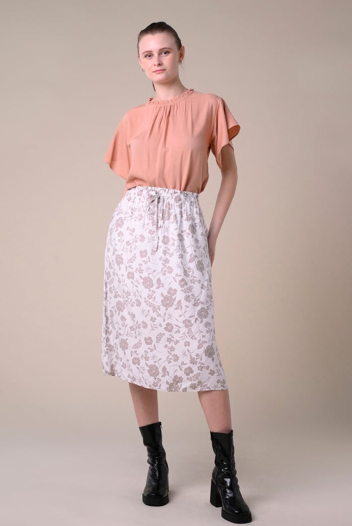 Womens Floral Print Midi Skirt