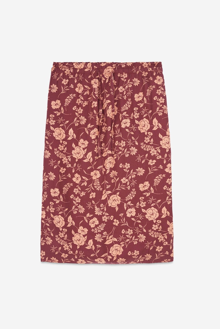 Womens Floral Print Midi Skirt