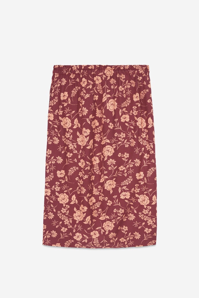 Womens Floral Print Midi Skirt