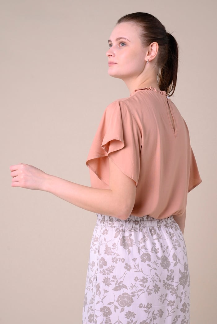 Womens Ruffle Stand Collar Tops