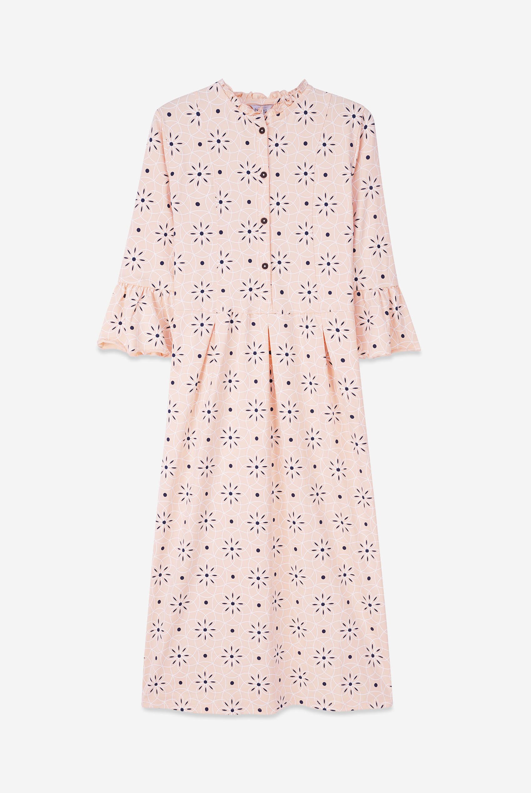 Ditsy Floral Flounce Sleeve Midi Dress