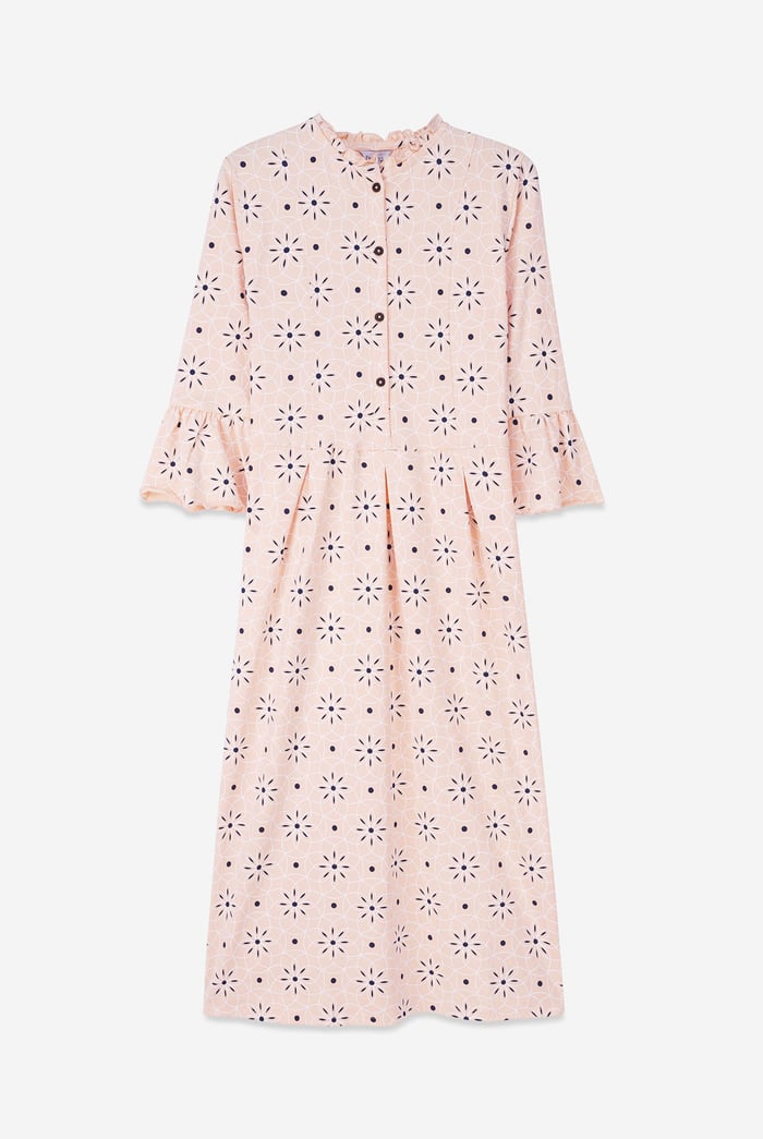 Ditsy Floral Flounce Sleeve Midi Dress