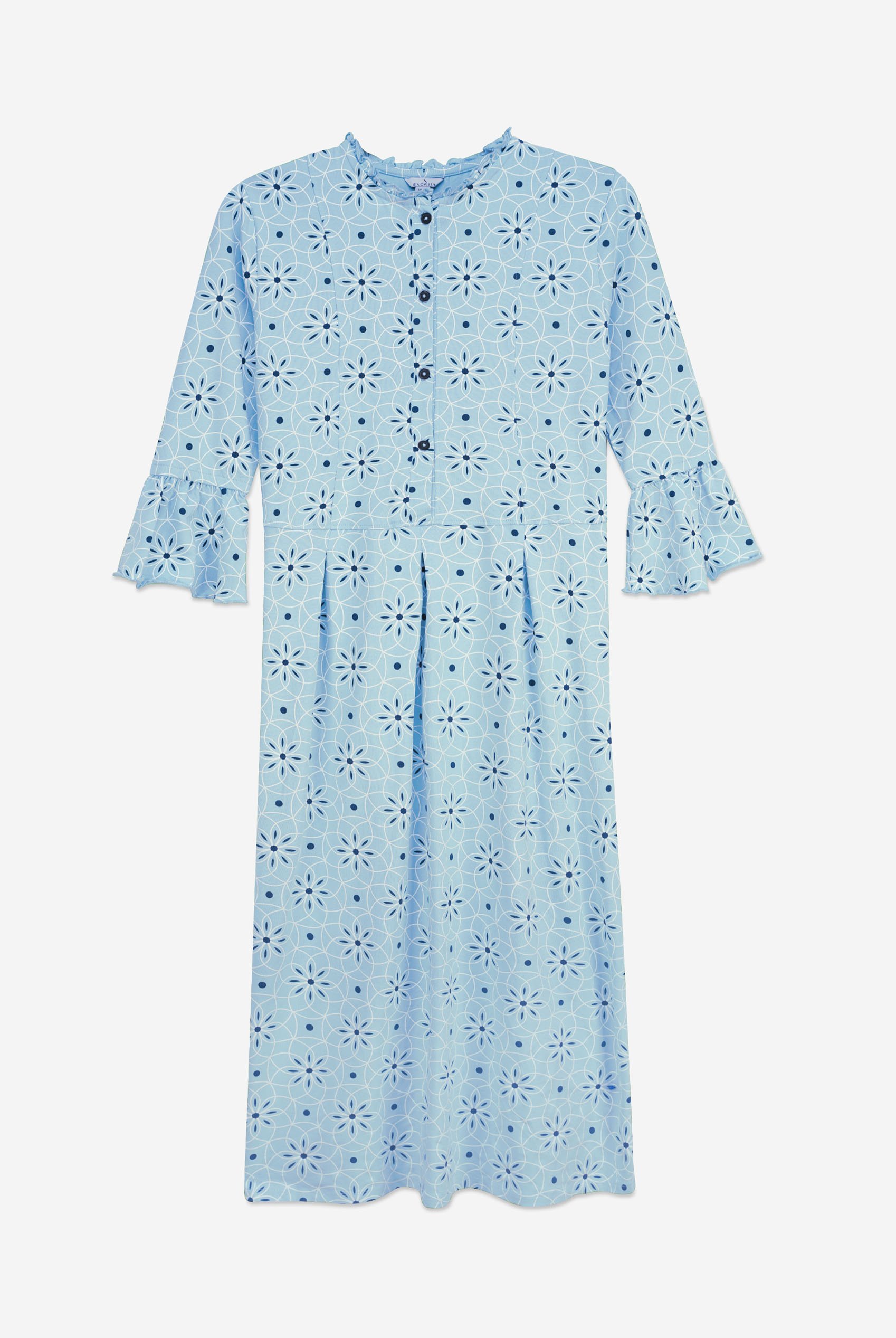 Ditsy Floral Flounce Sleeve Midi Dress