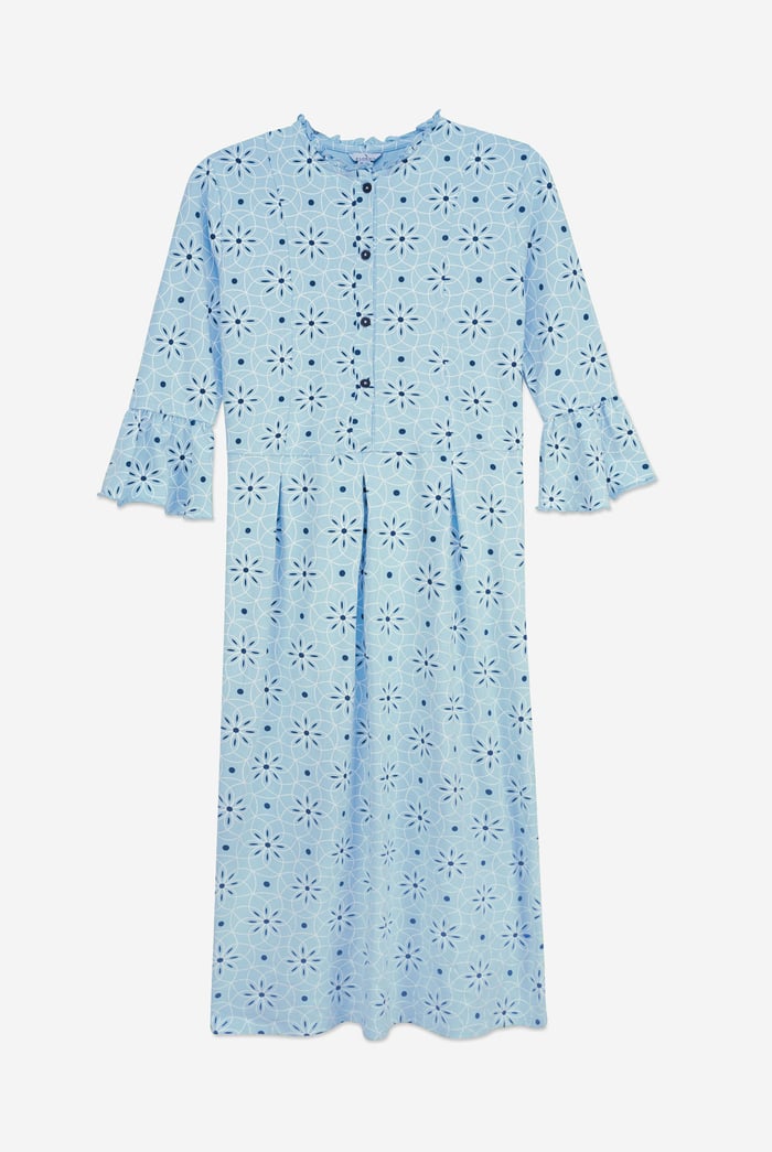 Ditsy Floral Flounce Sleeve Midi Dress