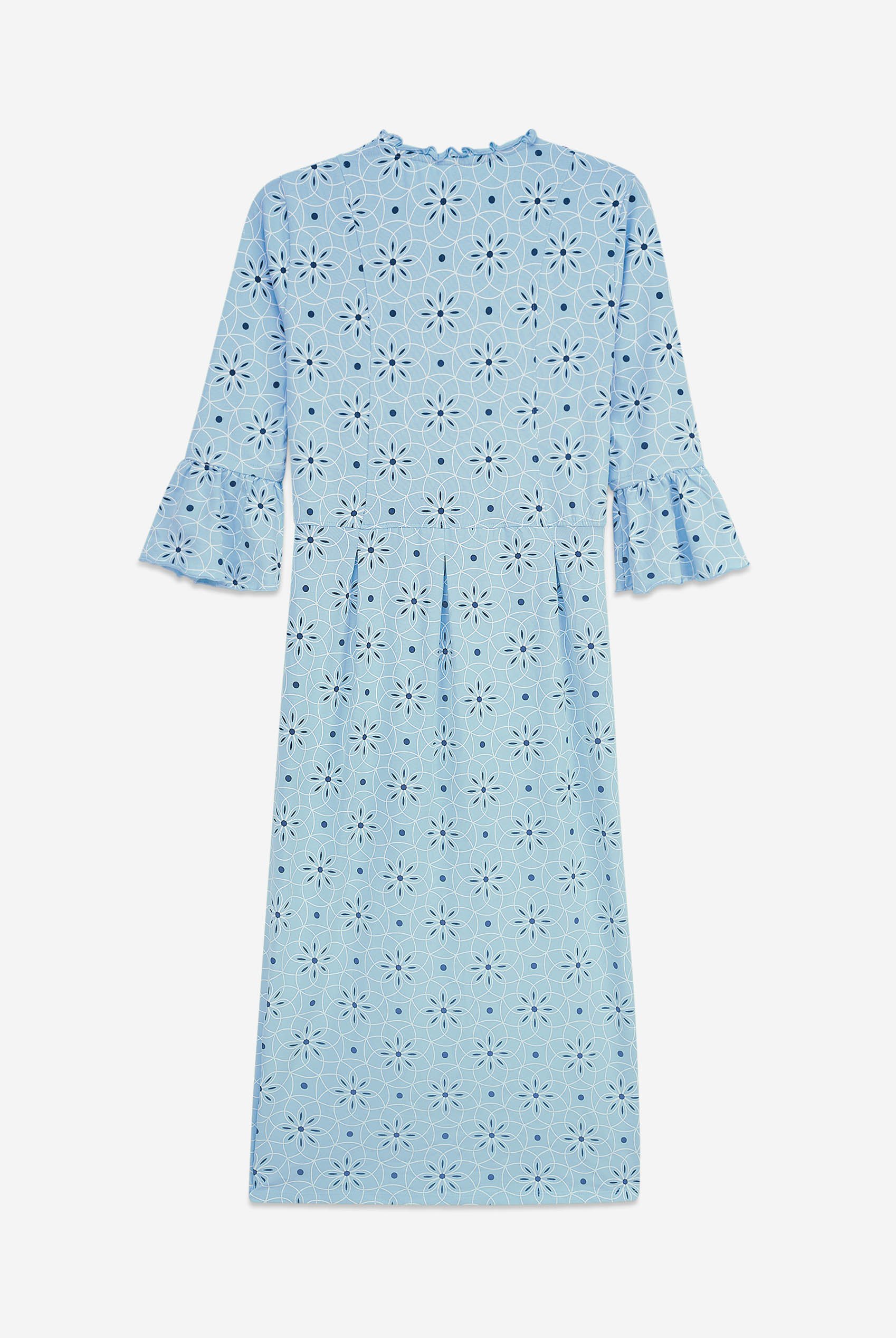 Ditsy Floral Flounce Sleeve Midi Dress