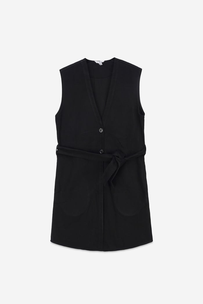 Womens Sleeveless Belted Coat