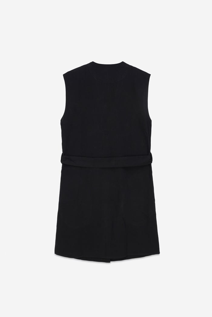 Womens Sleeveless Belted Coat