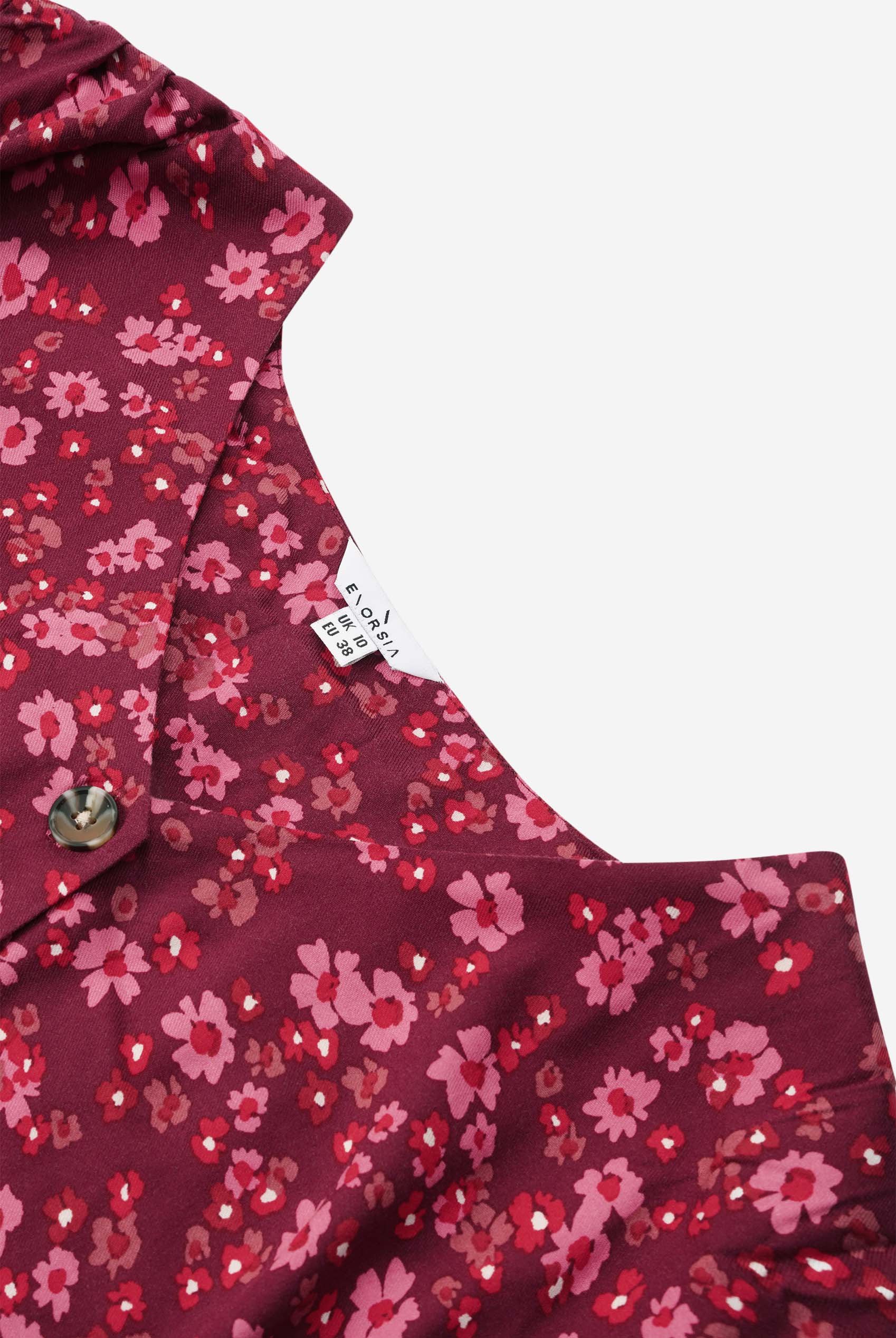 Womens Floral Print Button Front Blouse