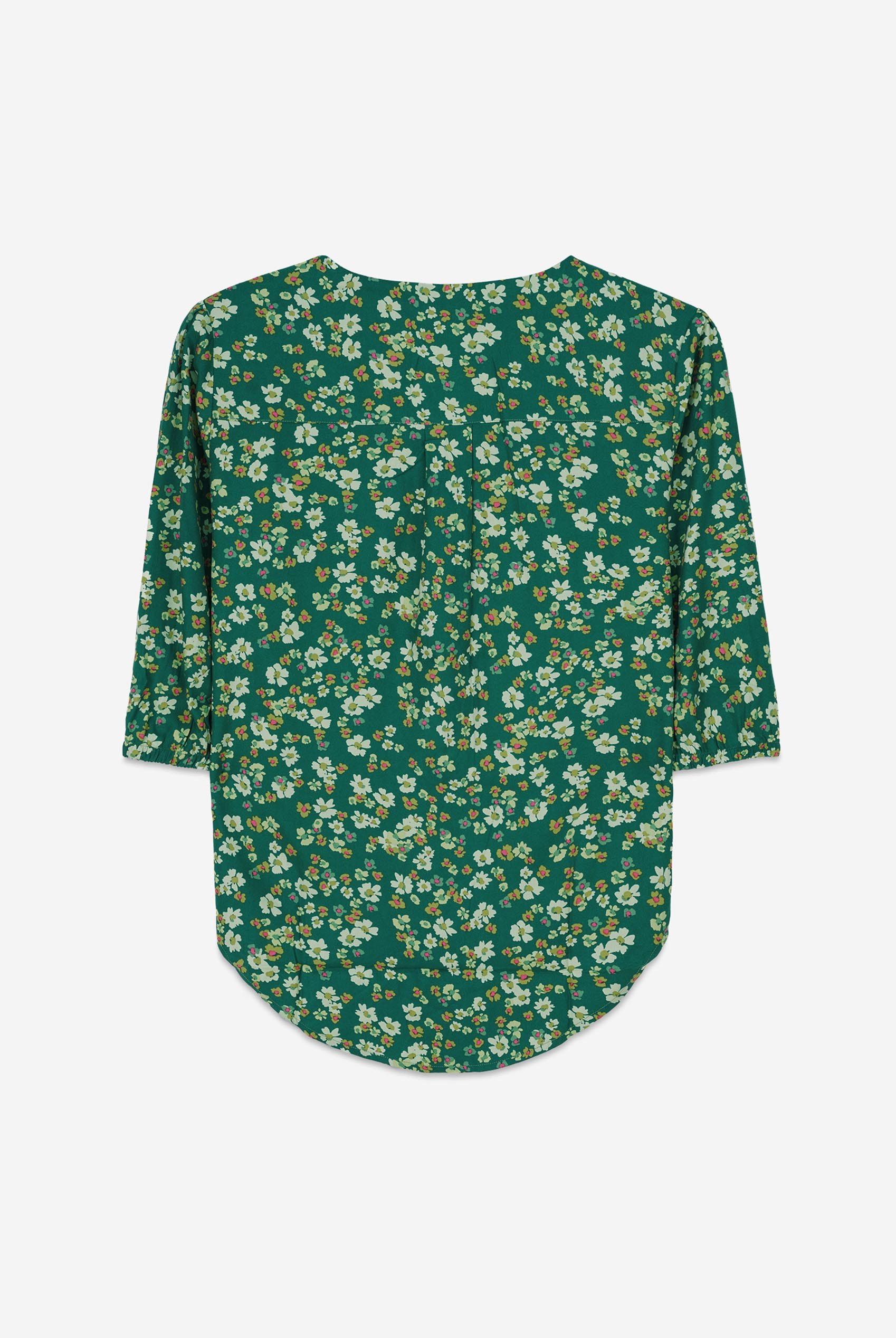 Womens Floral Print Button Front Blouse