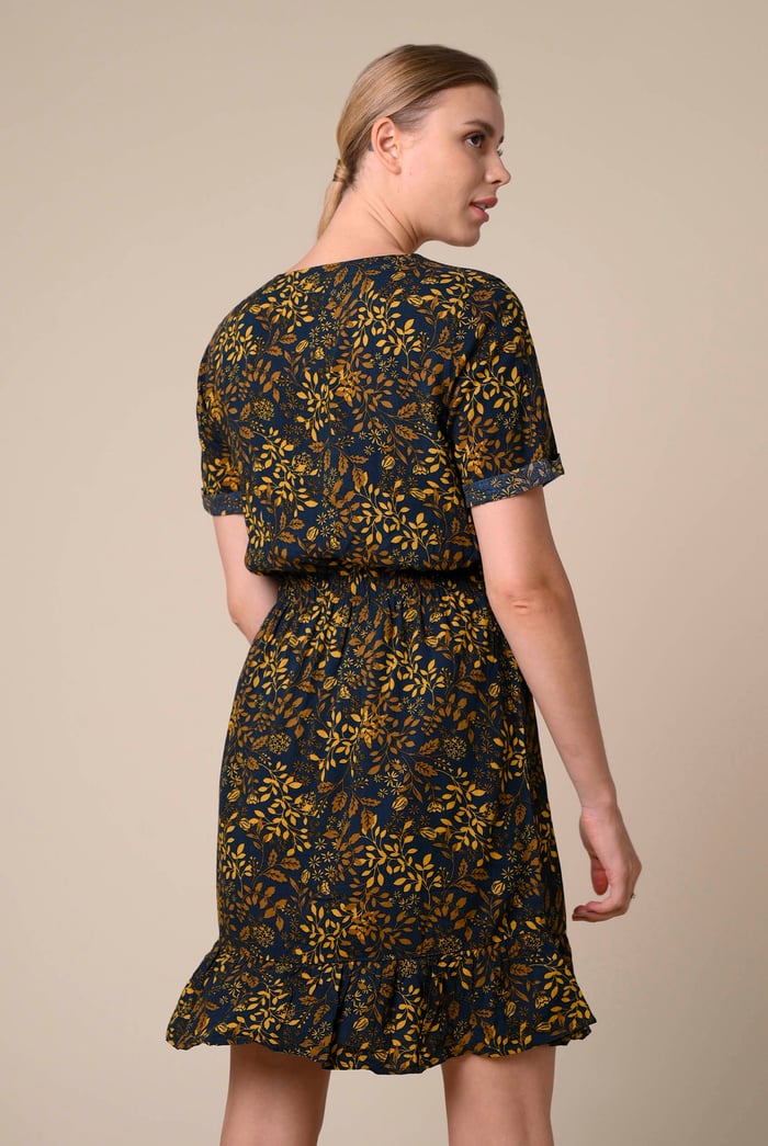 Womens V-neck Button Through Dress