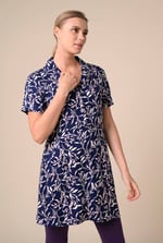 Womens Leaf Print Dress With Collar