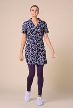 Womens Leaf Print Dress With Collar