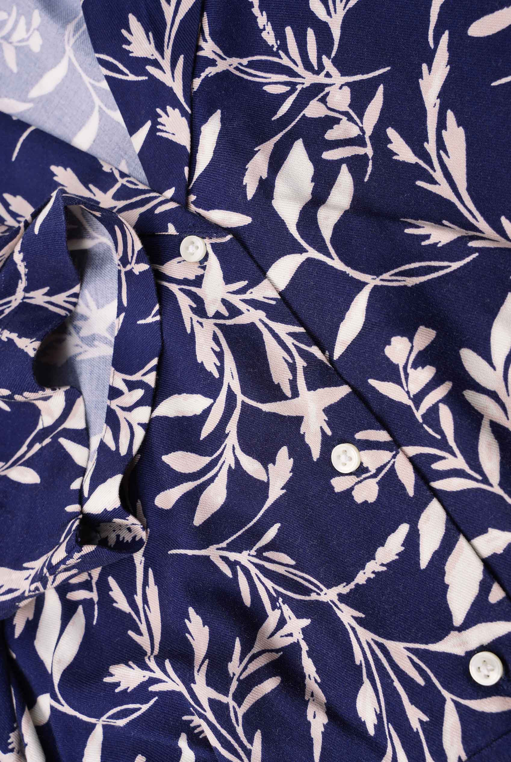 Womens Leaf Print Dress With Collar