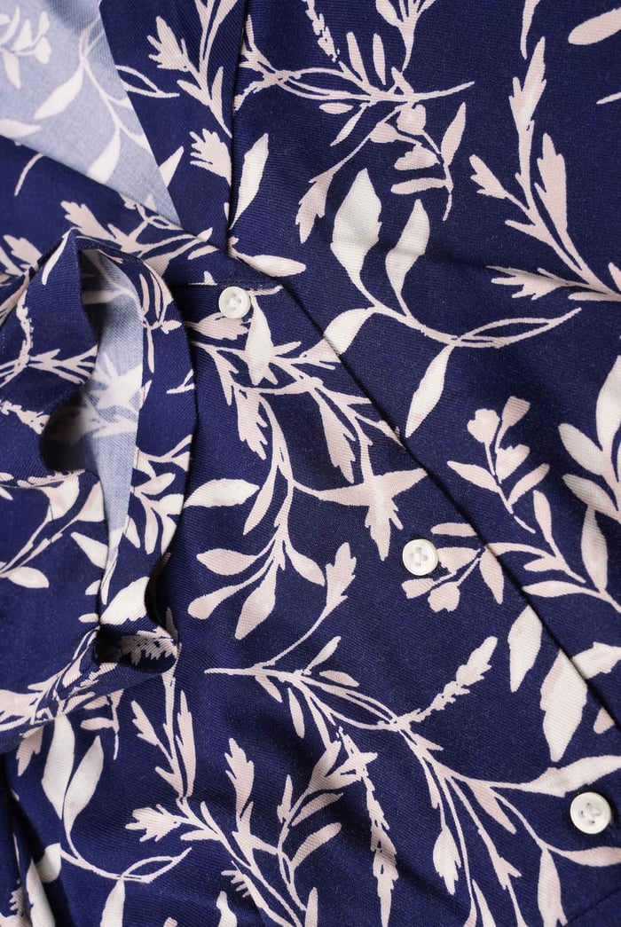 Womens Leaf Print Dress With Collar