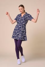 Womens Leaf Print Dress With Collar