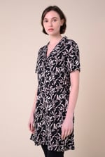 Womens Leaf Print Dress With Collar