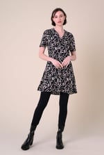 Womens Leaf Print Dress With Collar